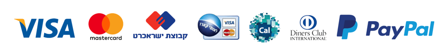 אמצעי תשלום - Visa, Mastercard, ישראכרט, Cal, Diners, PayPal