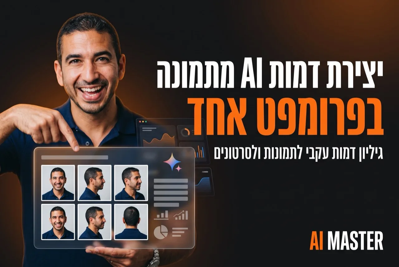 יצירת דמות AI מתמונה · גיליון דמות עקבי בפרומפט אחד