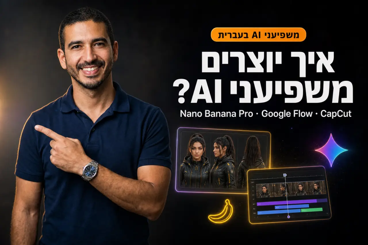 איך יוצרים משפיעני AI בעברית עם Nano Banana Pro, Google Flow ו-CapCut